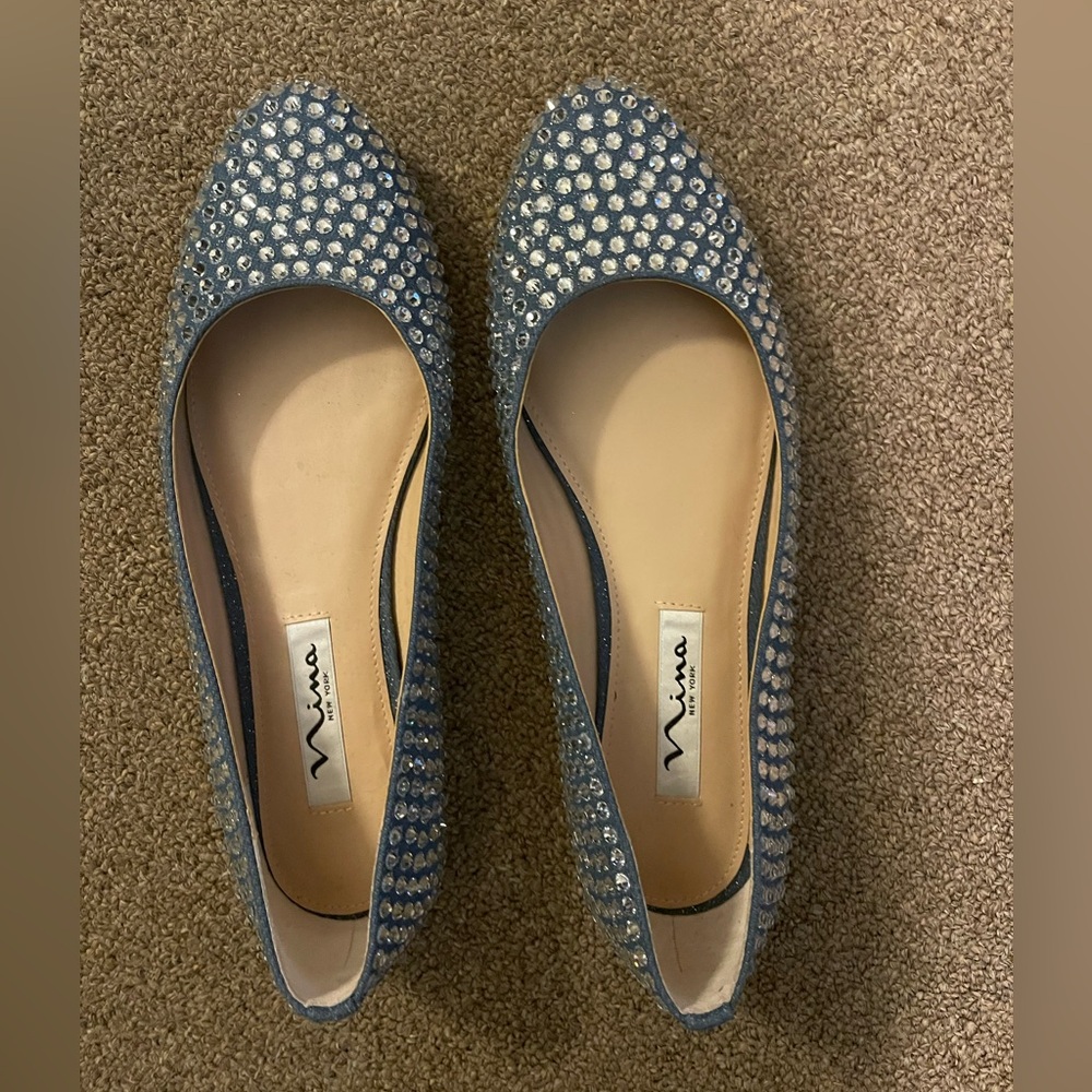 Nina Blue Studded Women's Flats
